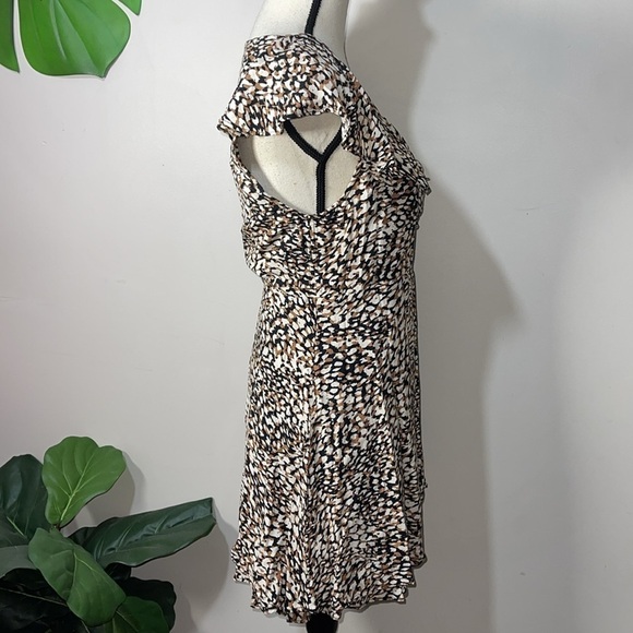 Free People French Quarter Wrap Mini Dress in Black Brown Combo Sz. Small - Picture 9 of 13